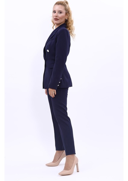 Erkek Yaka Çapraz Ceket & Dar Paça Pantolon-Lacivert fiyatları