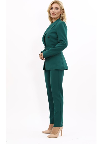 Erkek Yaka Çapraz Ceket & Dar Paça Pantolon-Zümrüt fiyatları