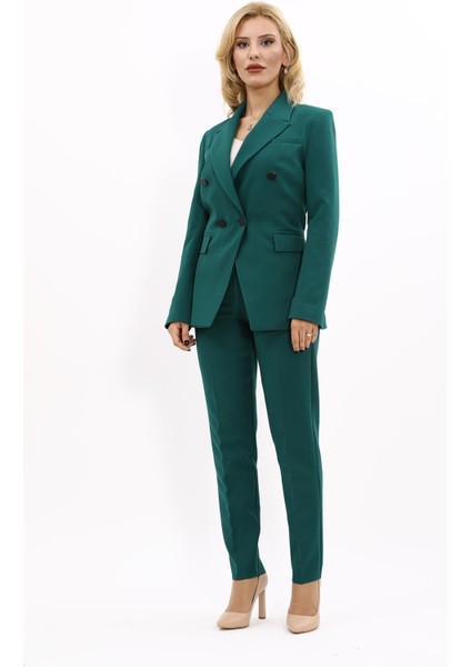 Erkek Yaka Çapraz Ceket & Dar Paça Pantolon-Zümrüt indirimleri