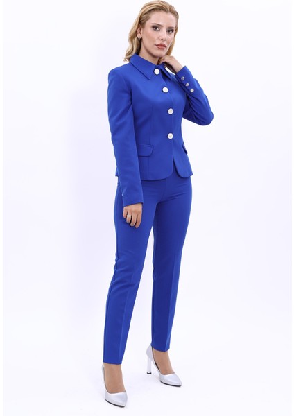 Peplum Ceket & Boru Paça Pantolon Takım-Saks modelleri