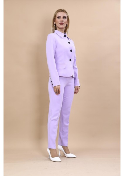 Peplum Ceket & Boru Paça Pantolon Takım-Menekşe fırsatları