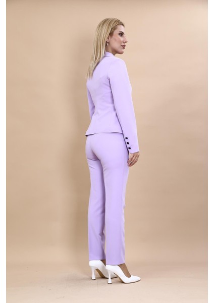 Peplum Ceket & Boru Paça Pantolon Takım-Menekşe indirimleri