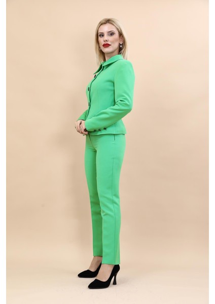 Peplum Ceket & Boru Paça Pantolon Takım-Yeşil fiyatları