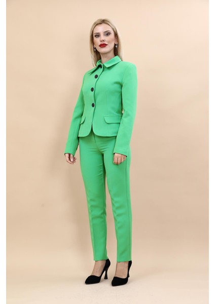 Peplum Ceket & Boru Paça Pantolon Takım-Yeşil indirimleri
