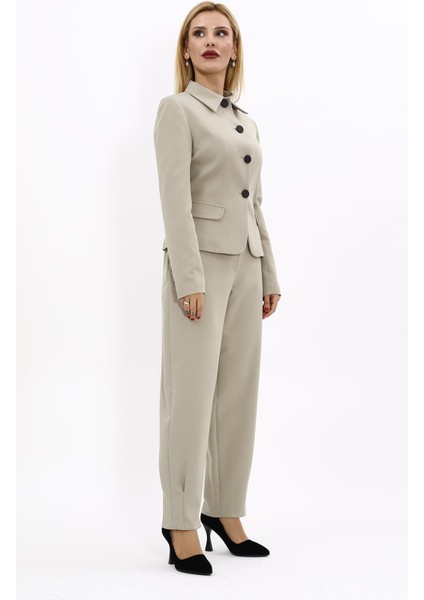 Gömlek Yaka Klasik Ceket & Paçası Pileli Pantolon-Bambu modelleri