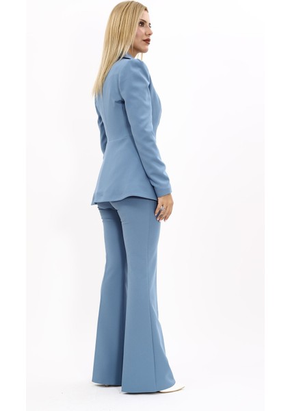 Erkek Yaka Kolu Büzgülü Ceket & İspanyol Paça Pantolon-Deniz fırsatları