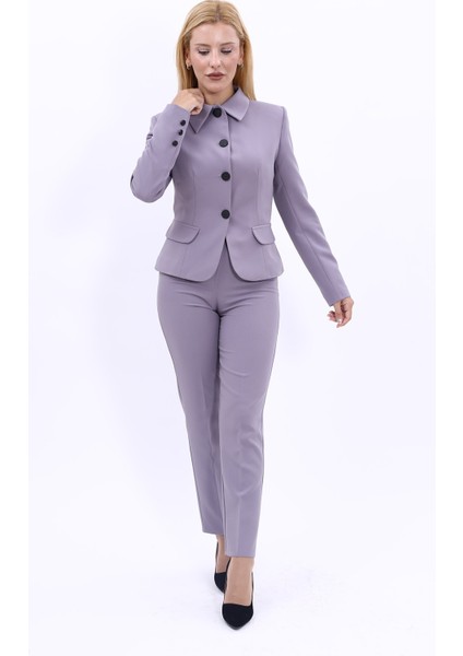 Peplum Ceket & Boru Paça Pantolon Takım-Antrasit