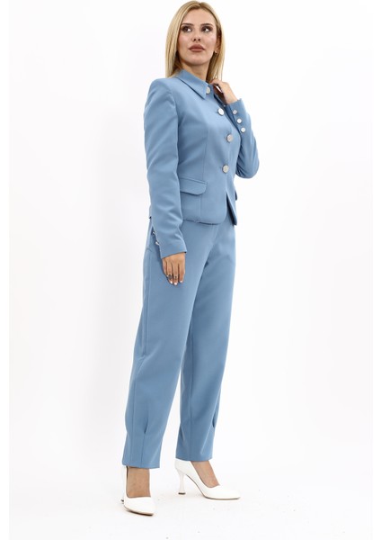 Gömlek Yaka Klasik Ceket & Paçası Pileli Pantolon-Deniz fırsatları