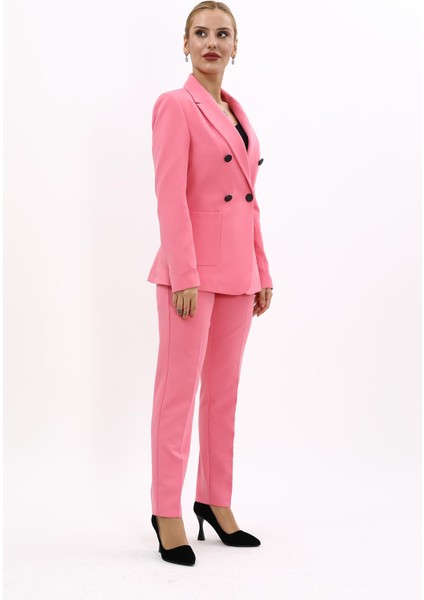 Erkek Yaka Torba Cepli Klasik Ceket & Dar Paça Pantolon-Pembe modelleri