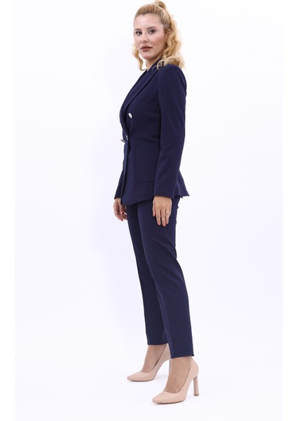 Erkek Yaka Torba Cepli Klasik Ceket & Dar Paça Pantolon-Lacivert fiyatları