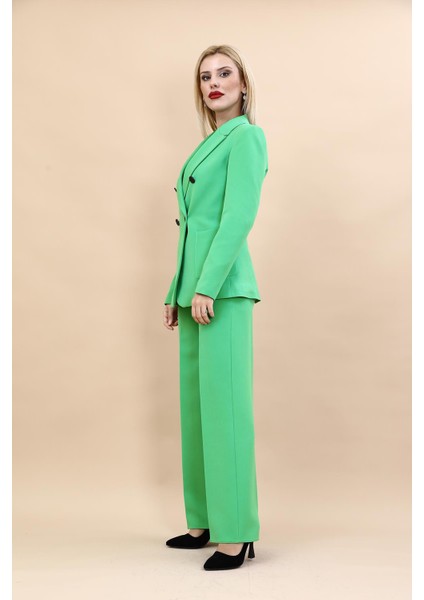 Erkek Yaka Torba Cepli Klasik Ceket & Bol Paça Pantolon-Yeşil fiyatları