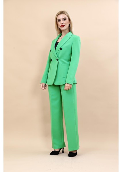 Erkek Yaka Torba Cepli Klasik Ceket & Bol Paça Pantolon-Yeşil indirimleri