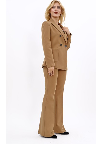 Erkek Yaka Torba Cepli Klasik Ceket & İspanyol Paça Pantolon-Camel modelleri