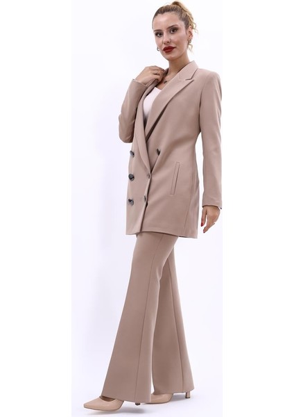 Erkek Yaka Kuruvaze Uzun Ceket & İspanyol Paça Pantolon-Taş fiyatları