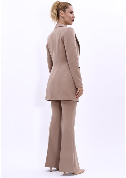 Erkek Yaka Kuruvaze Uzun Ceket & İspanyol Paça Pantolon-Taş fırsatları