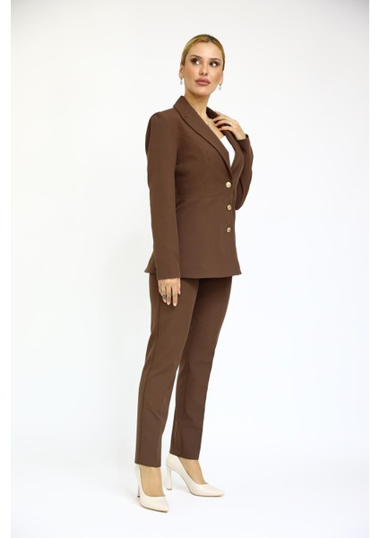 Erkek Yaka Kolu Büzgülü Ceket & Dar Paça Pantolon-Kestane fırsatları