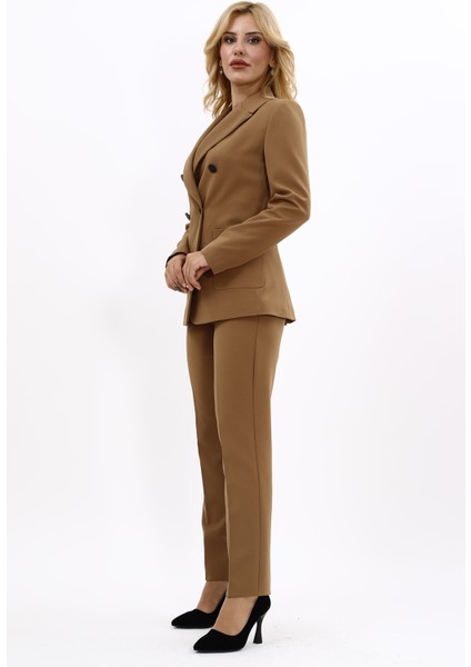 Erkek Yaka Torba Cepli Klasik Ceket & Dar Paça Pantolon-Camel fiyatları