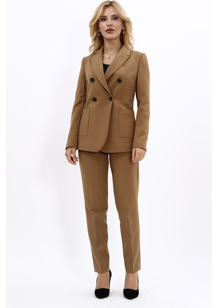 Erkek Yaka Torba Cepli Klasik Ceket & Dar Paça Pantolon-Camel indirimleri