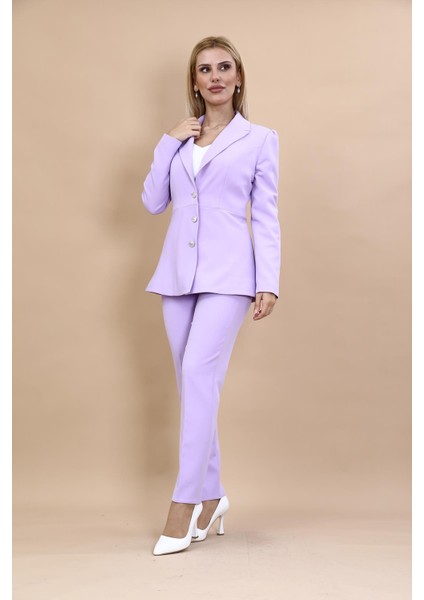 Erkek Yaka Kolu Büzgülü Ceket & Dar Paça Pantolon-Menekşe fiyatları