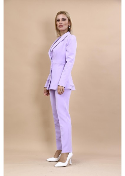 Erkek Yaka Kolu Büzgülü Ceket & Dar Paça Pantolon-Menekşe modelleri