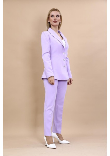 Erkek Yaka Kolu Büzgülü Ceket & Dar Paça Pantolon-Menekşe fırsatları