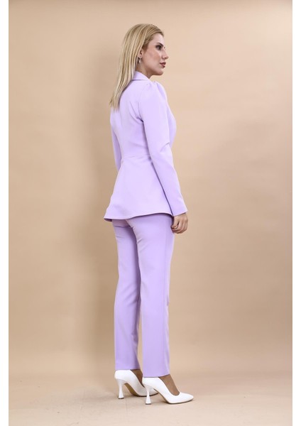 Erkek Yaka Kolu Büzgülü Ceket & Dar Paça Pantolon-Menekşe indirimleri