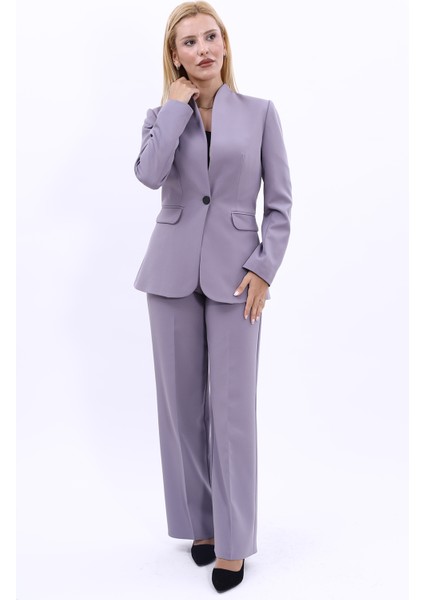 Kendinden Dik Yakalı Ceket & Bol Paça Pantolon-Antrasit fiyatları