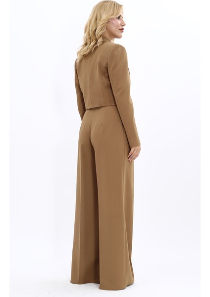 Erkek Yaka Tek Düğmeli Kısa Ceket & Erkek Yaka Drape Kollu Kısa Ceket-Camel fiyatları