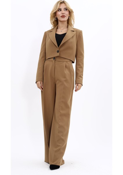 Erkek Yaka Tek Düğmeli Kısa Ceket & Erkek Yaka Drape Kollu Kısa Ceket-Camel fırsatları