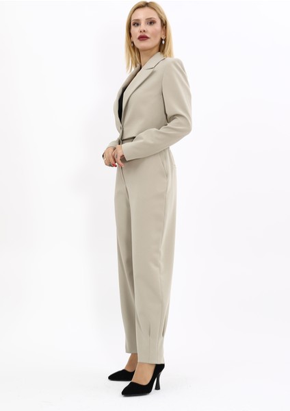 Erkek Yaka Tek Düğmeli Kısa Ceket & Paçası Pileli Pantolon-Bambu fiyatları