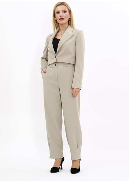 Erkek Yaka Tek Düğmeli Kısa Ceket & Paçası Pileli Pantolon-Bambu indirimleri