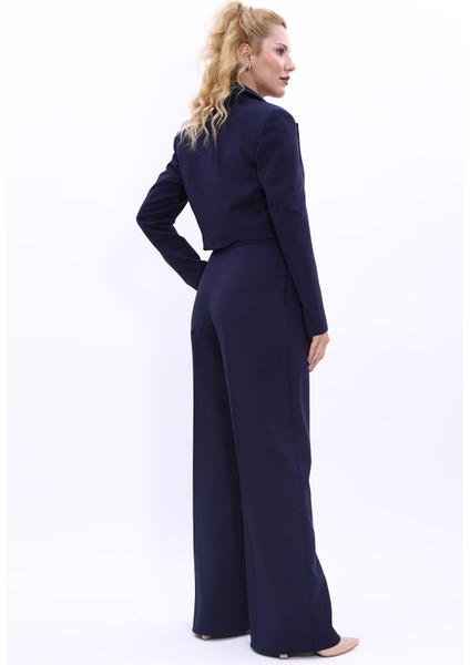 Erkek Yaka Tek Düğmeli Kısa Ceket & Erkek Yaka Drape Kollu Kısa Ceket-Lacivert indirimleri