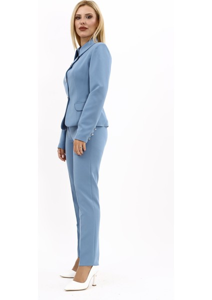 Peplum Ceket & Boru Paça Pantolon Takım-Deniz fiyatları