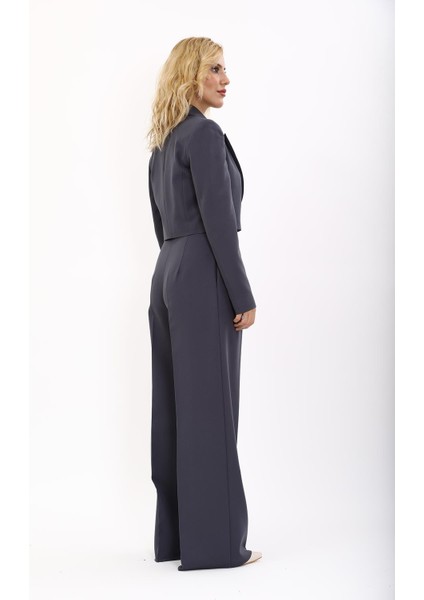 Erkek Yaka Tek Düğmeli Kısa Ceket & Erkek Yaka Drape Kollu Kısa Ceket-Füme fırsatları