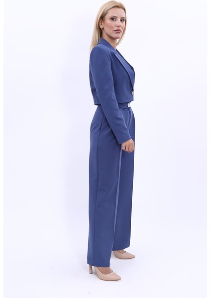 Erkek Yaka Tek Düğmeli Kısa Ceket & Erkek Yaka Drape Kollu Kısa Ceket-İndigo fiyatları