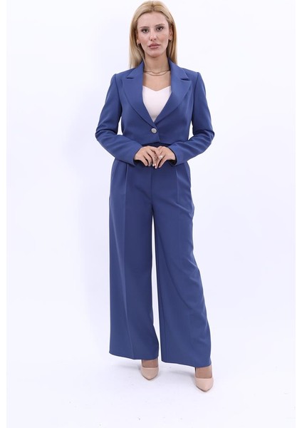 Erkek Yaka Tek Düğmeli Kısa Ceket & Erkek Yaka Drape Kollu Kısa Ceket-İndigo indirimleri