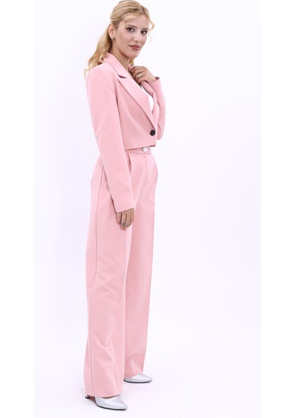 Erkek Yaka Tek Düğmeli Kısa Ceket & Erkek Yaka Drape Kollu Kısa Ceket-Pudra fiyatları