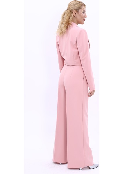 Erkek Yaka Tek Düğmeli Kısa Ceket & Erkek Yaka Drape Kollu Kısa Ceket-Pudra modelleri