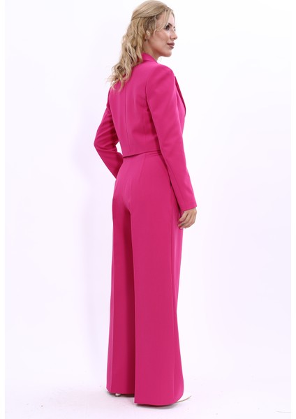 Erkek Yaka Tek Düğmeli Kısa Ceket & Erkek Yaka Drape Kollu Kısa Ceket-Fuşya indirimleri