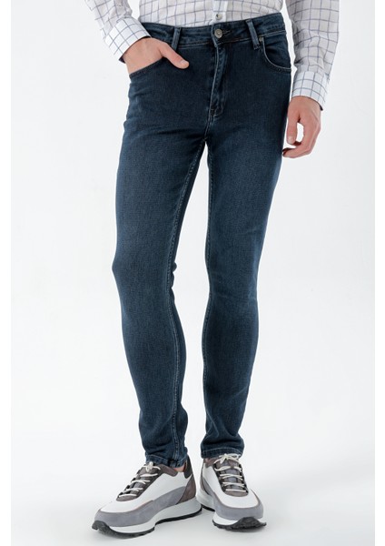 Erkek Lacivert Denim 5 Cep Slim Fit Jean Kot Pantolon modelleri