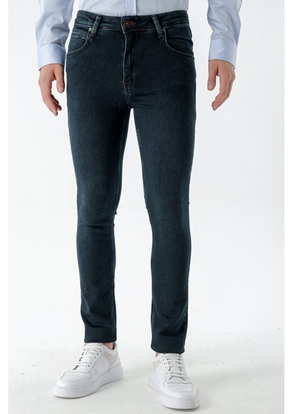 Erkek Haki Denim 5 Cep Slim Fit Jean Kot Pantolon