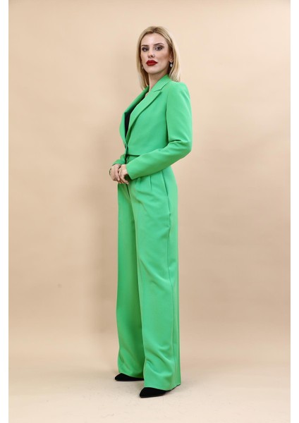 Erkek Yaka Tek Düğmeli Kısa Ceket & Erkek Yaka Drape Kollu Kısa Ceket-Yeşil fiyatları