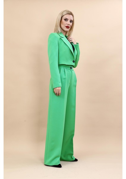 Erkek Yaka Tek Düğmeli Kısa Ceket & Erkek Yaka Drape Kollu Kısa Ceket-Yeşil modelleri