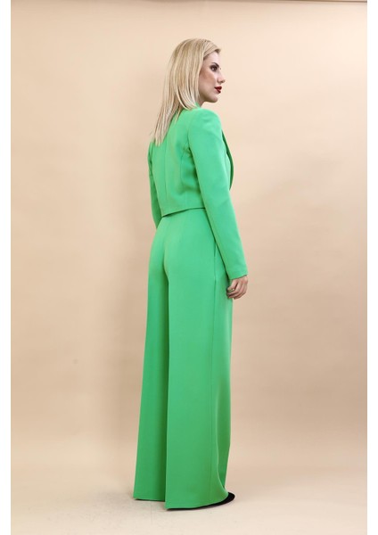 Erkek Yaka Tek Düğmeli Kısa Ceket & Erkek Yaka Drape Kollu Kısa Ceket-Yeşil fırsatları