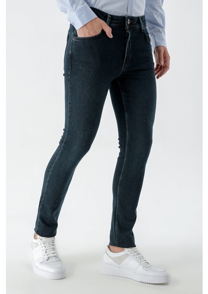 Erkek Haki Denim 5 Cep Slim Fit Jean Kot Pantolon fırsatları