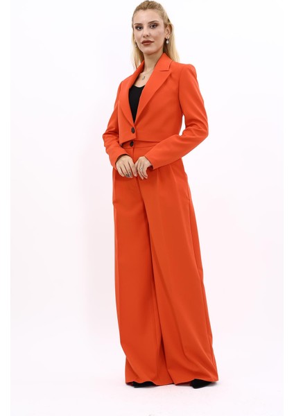 Erkek Yaka Tek Düğmeli Kısa Ceket & Erkek Yaka Drape Kollu Kısa Ceket-Turuncu indirimleri