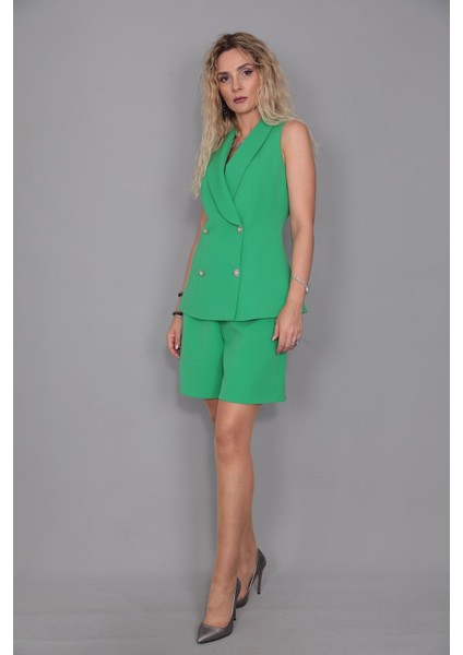 Abiye Yelek & Tokalı Etek Şort-Yeşil fırsatları