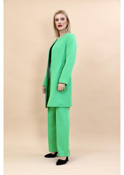 Düz Ceket & Bol Paça Pantolon Takım-Yeşil fiyatları