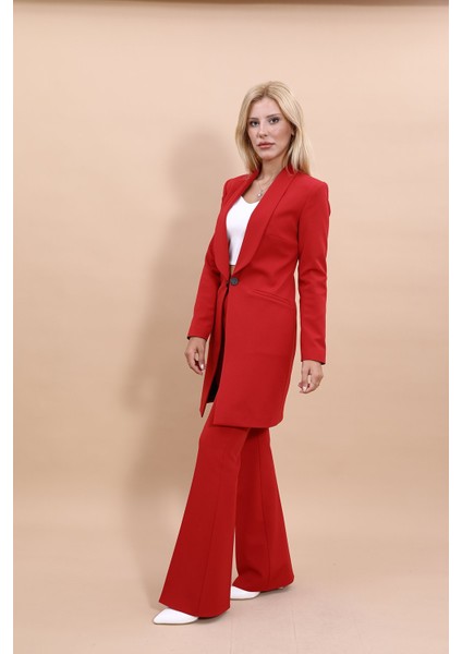Helen Ceket & Ispanyol Paça Pantolon Takım-Kırmızı fiyatları