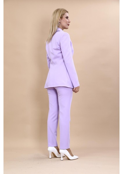 Erkek Yaka Tek Düğmeli Klasik Ceket & Dar Paça Pantolon-Menekşe fırsatları